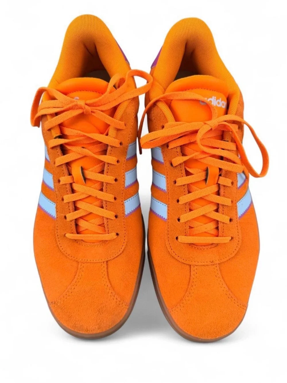 adidas Originals VL Court Bold Orange & Light Blue Suede Platform Sneakers- 11M